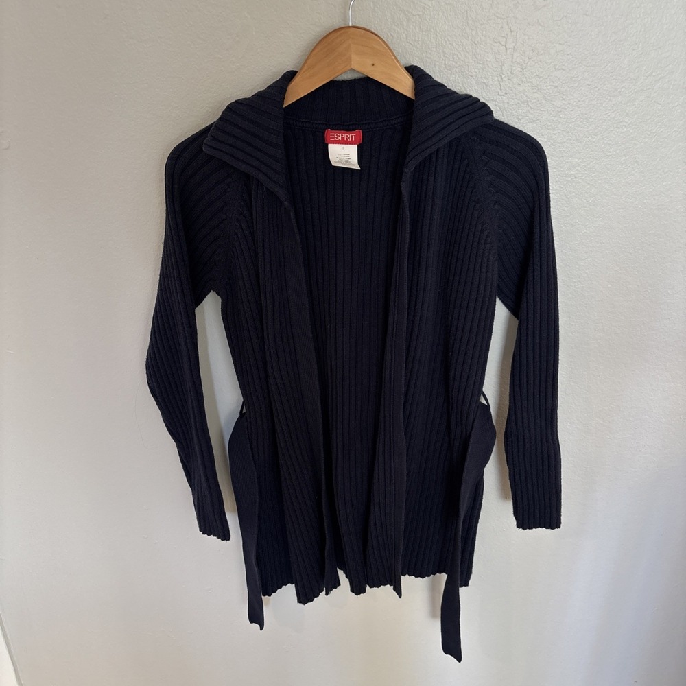 Vintage Esprit Women's Cardigan Open Front Blue Long Sleeve Size S 90's Tag